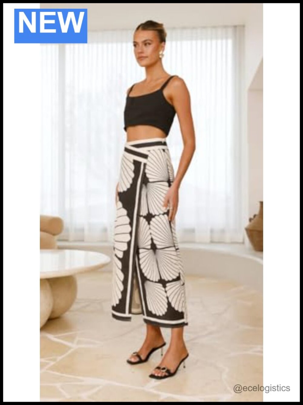 Floral Print High Waist Midi Skirt with Front Split - Picture 4 of 6